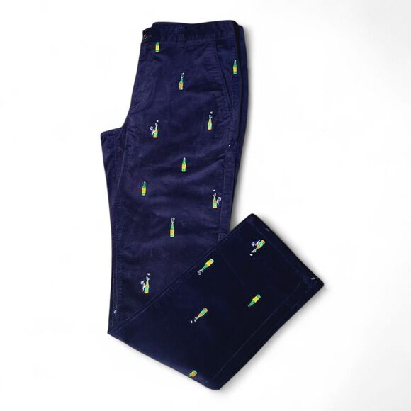 Bonobos Mens Stretch Corduroy Pants 31x32 Navy Blue Embroidered Chino New - Picture 6 of 11